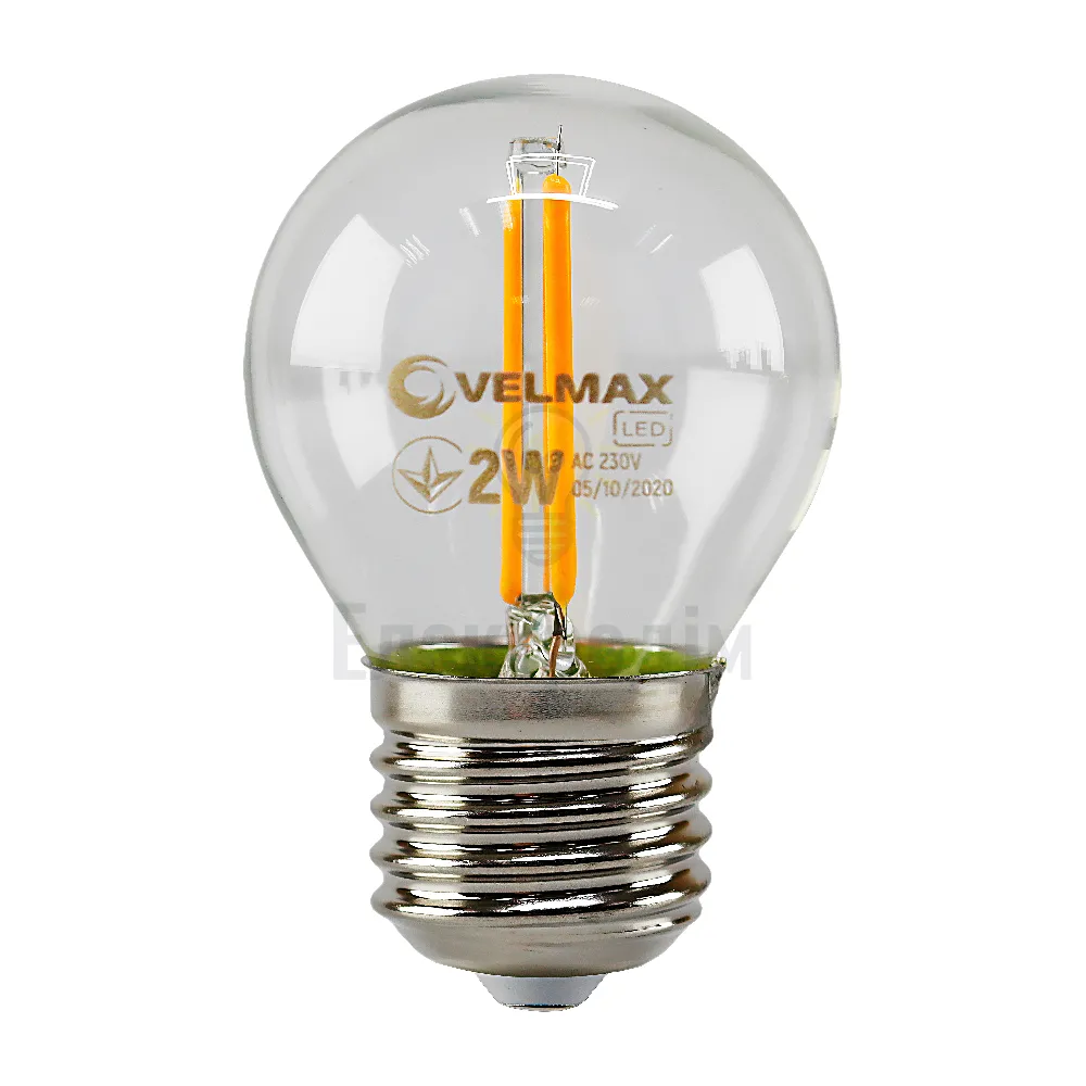 LED лампа філаментна VELMAX V-Filament-G45, 2W, E27, помаранчевий, 200Lm 21-41-35 