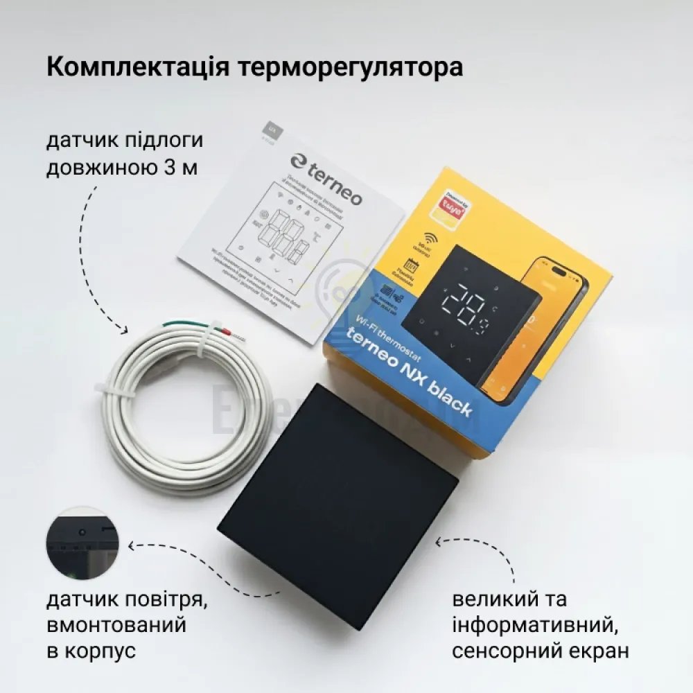 Терморегулятор TERNEO NX (Wi-fi) чорний матовий 98068  - фото 2