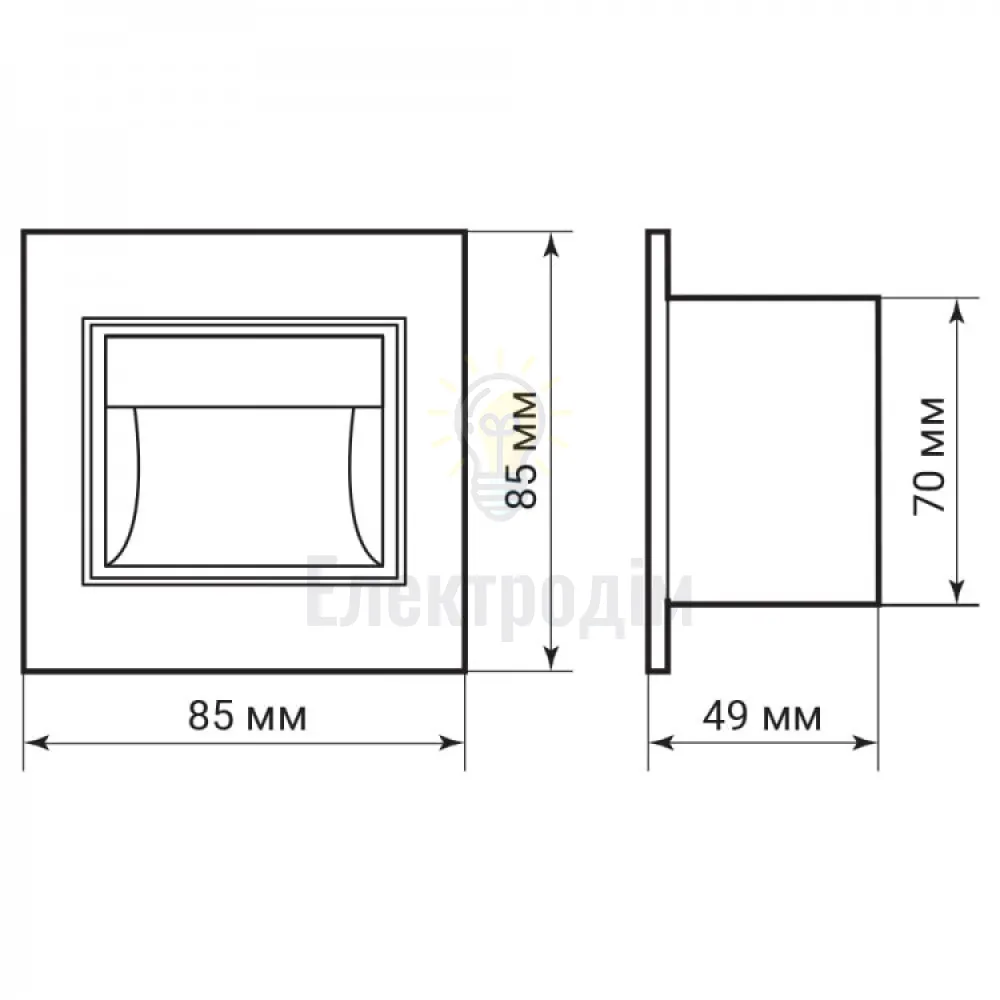 DH1010ARD 230V 3W 30Lm 3000K квадрат 85*85*49mm білий IP54 80674  - фото 8