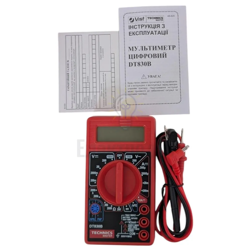 Мультиметр цифровой DT830B, 6 функций Technics 46-820  - фото 2