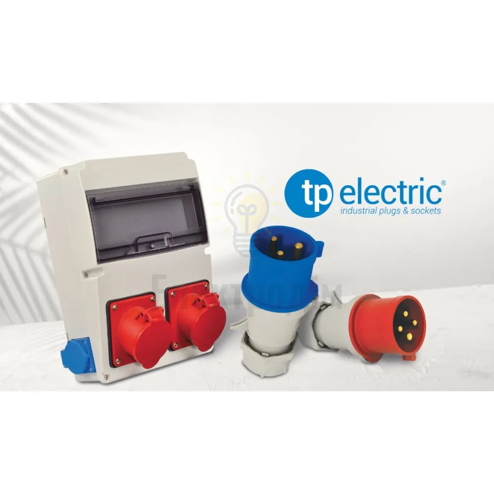 Розетка (гніздо) стаціонарне Розетка промислова, кутова, 5x16A, IP44, TP electric (3105-309-1600) 60-40-83  - фото 2