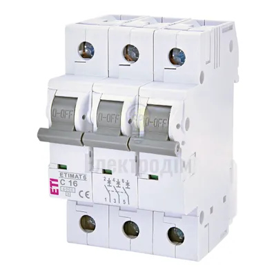Авт. вимикач ETIMAT 6 3p C 16А (6 kA) 2145516 — купити в Електродім