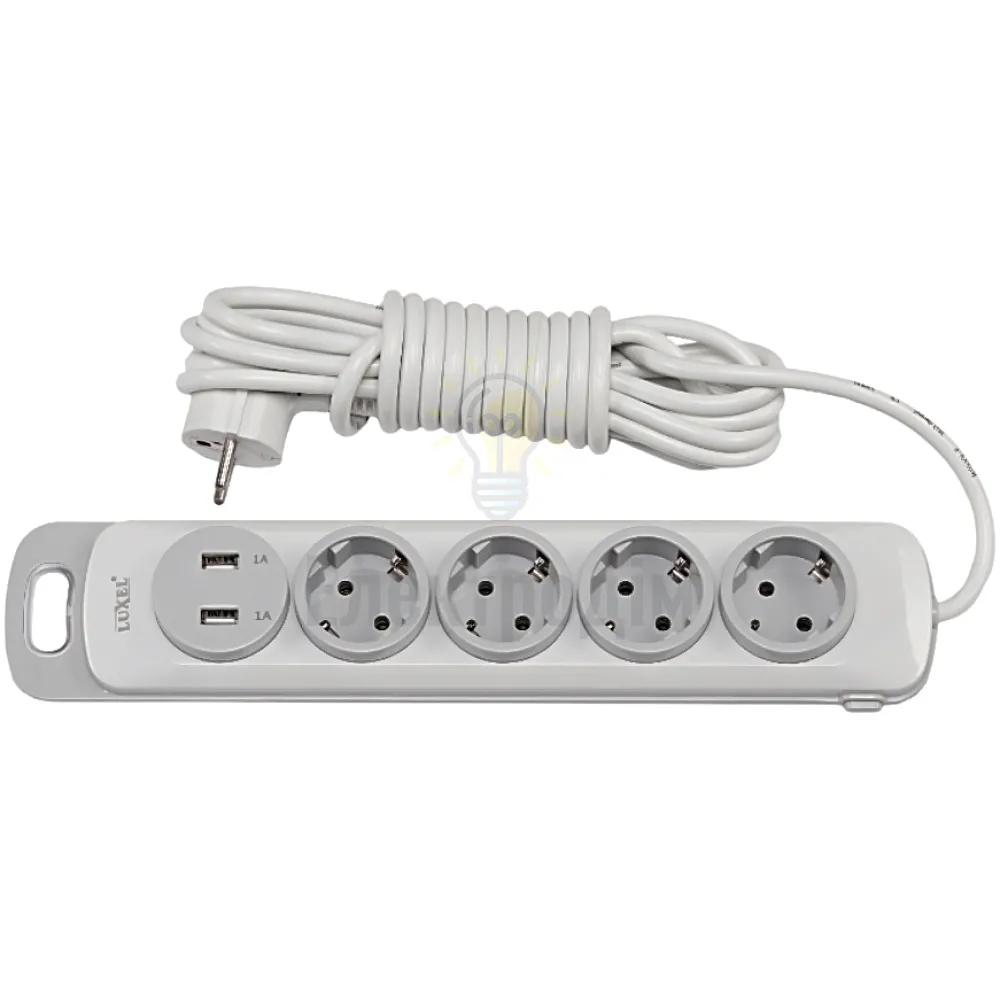 Подовжувач NOTA 4 гнезда 3М земля выключатель+2 usb 4353 
