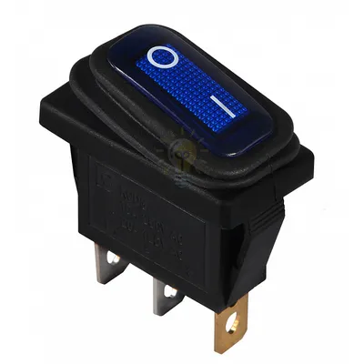 Перемикач KCD3-101NW BL/B 220V 1 клавішний вологозахищений синій з підсвічуванням A0140040038 — купити в Електродім