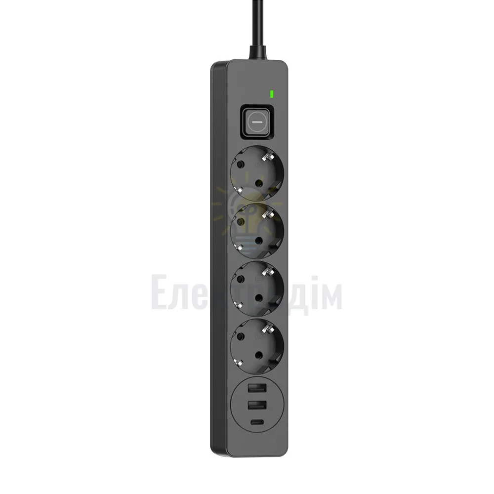 Подовжувач ColorWay Фільтр мережевий 4 розетки/2USB-A/1Type-C 5м чорний CW-CHE435PDB ColorWay CW-CHE435PDB  - фото 18