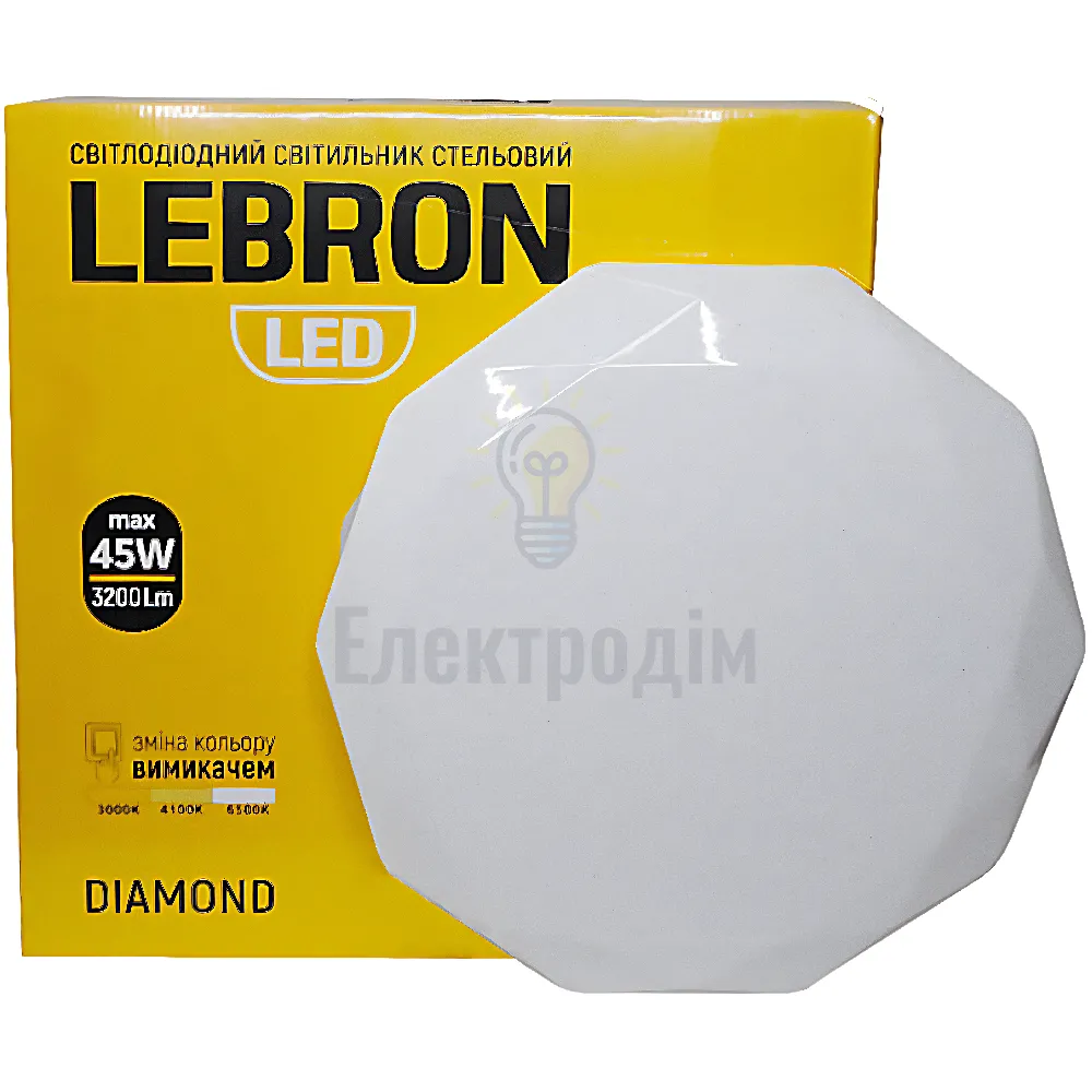 LED св-к LEBRON L-CL-DIAMOND, max 45W, 3000K, 4100K, 6500K, 3200Lm, O380*80mm 15-25-04-1 