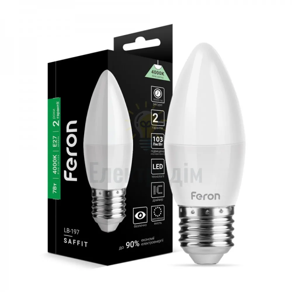 SAFFIT светодиодная LED лампа LB-197 C37 230V 7W 720Lm E27 4000K 
