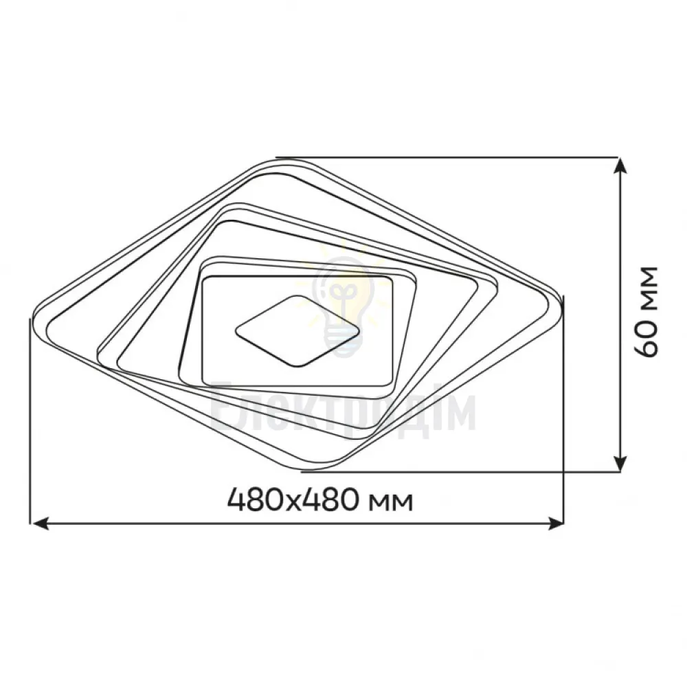 AL6112ARD 90W квадрат 8100Lm 3000K-6500K 480*480*60mm OMEGA 80042  - фото 2