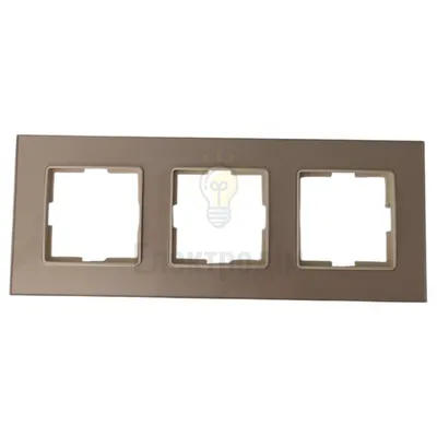 Рамка скляна горизонтальна потрійна graphite pearl (крем) 0323 — купити в Електродім