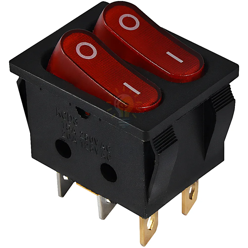 Перемикач KCD2-5-2101N R/B 220V 2 клав. червоний з підсвічуванням  АСКО A0140040117 