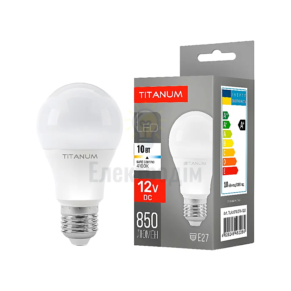 LED лампа TITANUM A60 10W E27 4100K 12V TLA6010274-12V 