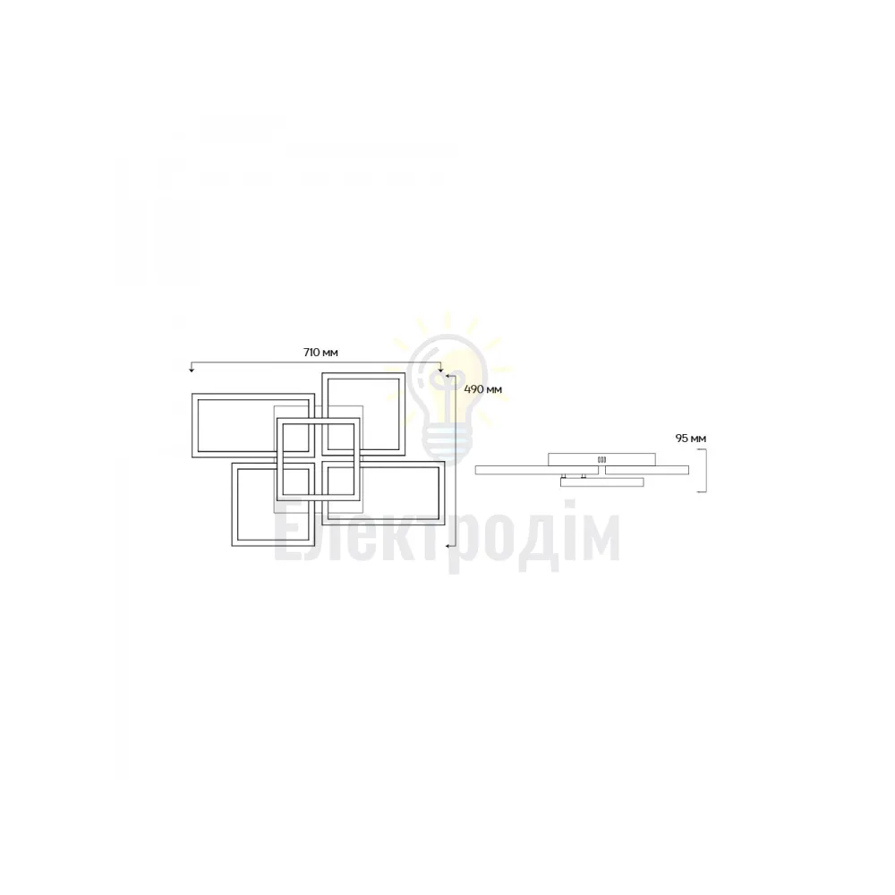 AL6495ARD 95W 2400Lm 3000K-6000K 710*490*95mm чорний URBAN B 80434  - фото 2