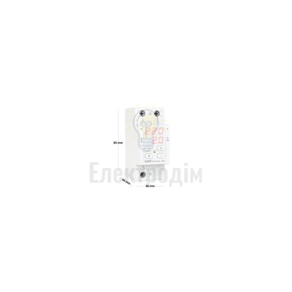 ZUBR Реле напруги ZUBR 1ф CV2-32 red з контролем струму 97934  - фото 6