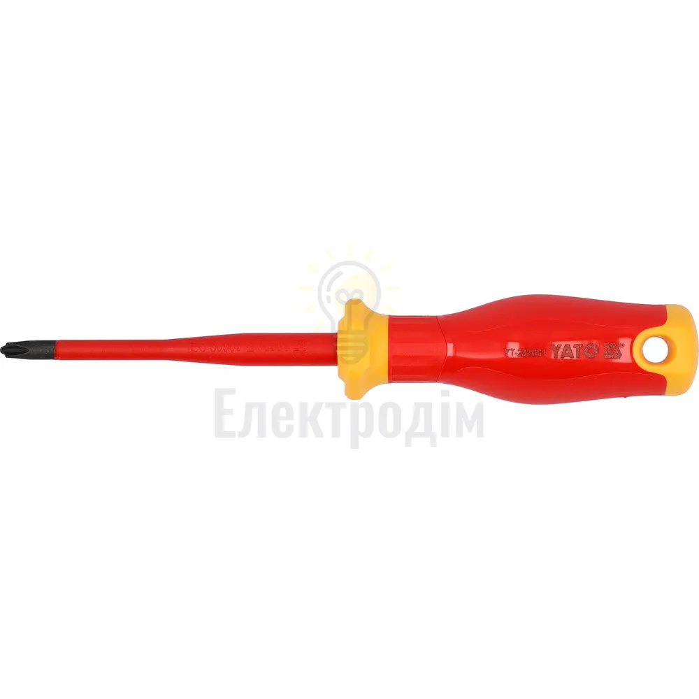Викрутка з хрестовим шліцом діелектрична ізольована YATO SL/PH2*100/208mm YT-282661 