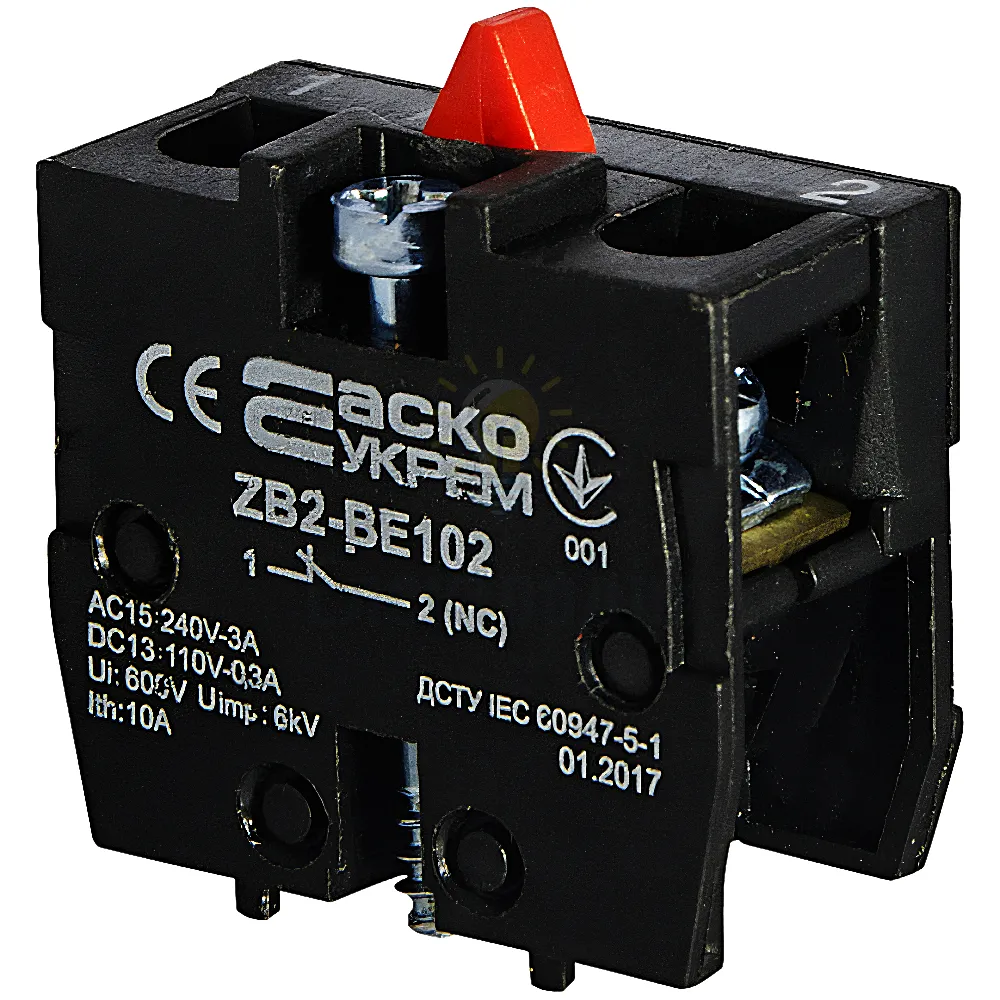 Блок контакт АСКО для кнопок ZB2-BE102 N/C A0140010028 