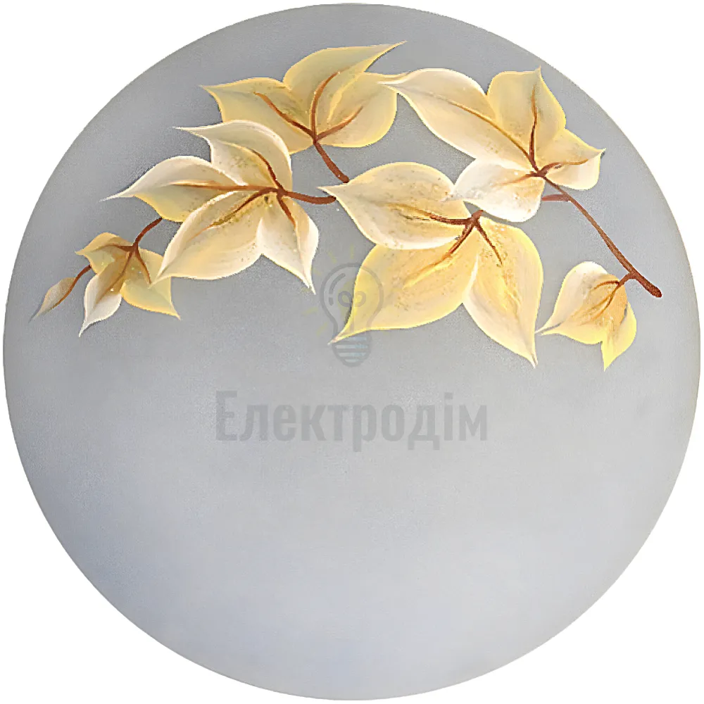 Світильник, скло-метал, Е27, 60W, 250х90мм, IP20, білий/квіти, круглий, 37731 36-57-31 