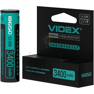 Акумулятор Videx літій-іонний 18650-P (захист) 3400mAh color box/1шт — купити в Електродім