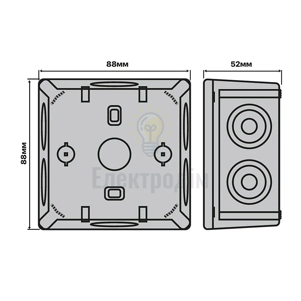 Коробка розподільча СКІМ K85 88х88х52 сіра IP55 В1102006  - фото 2