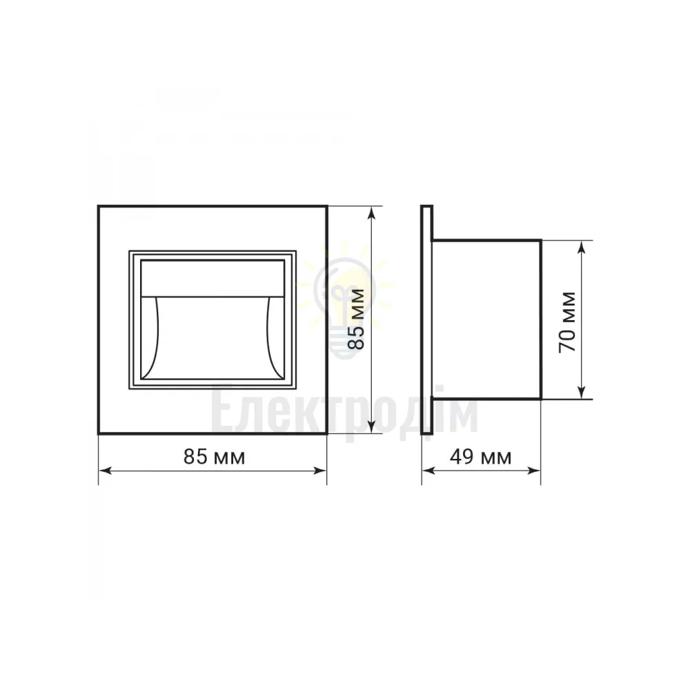 DH1010ARD 230V 3W 30Lm 3000K квадрат 85*85*49mm чорний IP54 80675  - фото 8