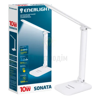 Лампа настільна LED 10W 3000-6000K з акумулятором білий SONATA10SMD50MW — купити в Електродім