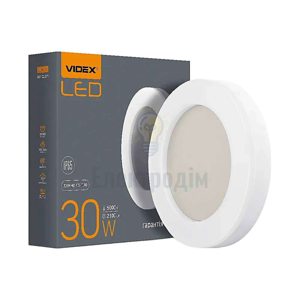 LED світильник ART IP65 круглий VIDEX 30W 5000K VL-BHFR-305 