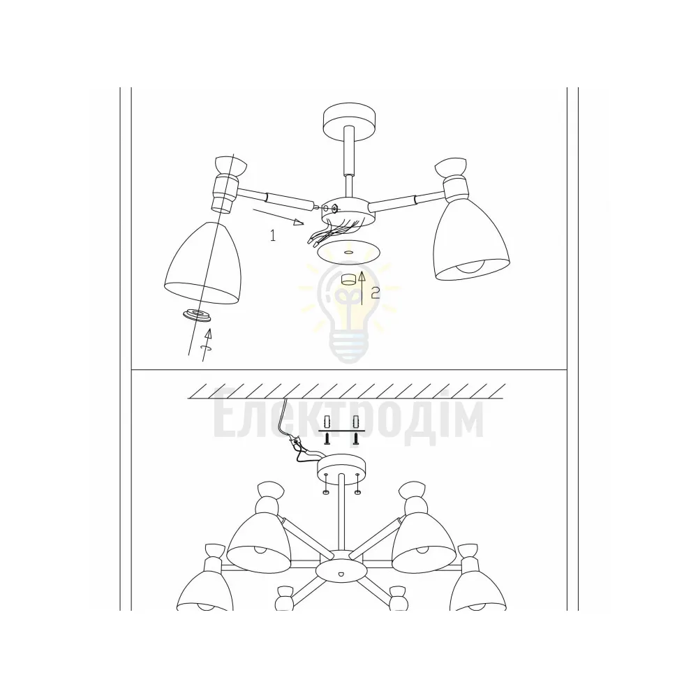 AL6196-1ARD 6*E27*40W 650*430mm білий SCANDY 80101  - фото 1