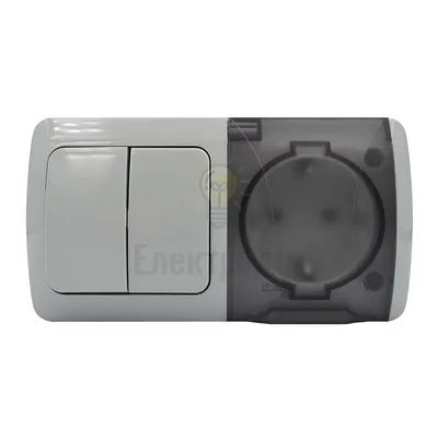 Вимикач EL-BI EVA 2-ий + Розетка з заземленням з кришкою світло-сірий IP54 554-011500-922 — купити в Електродім