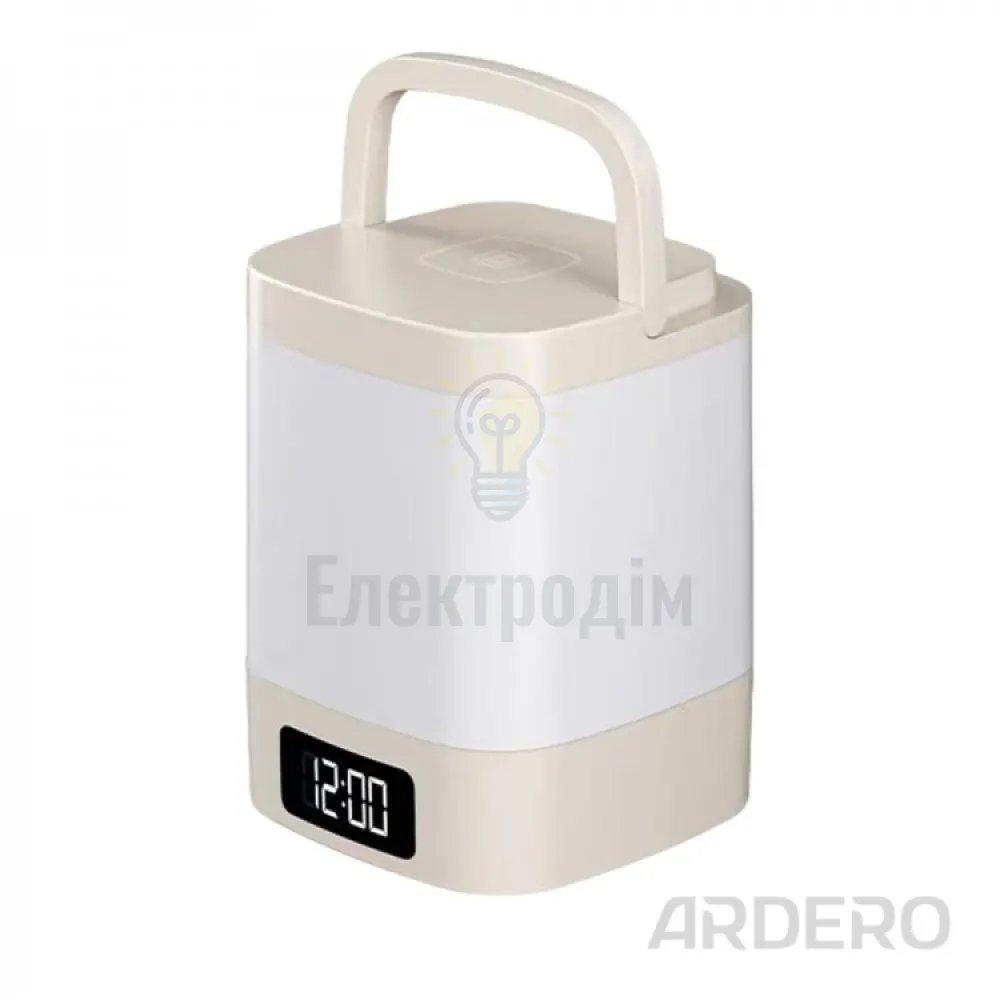 Нічник NL-S02ARD квадрат 3000-6000К Type-C 88*88*114mm бежевий з годинником 81142  - фото 1