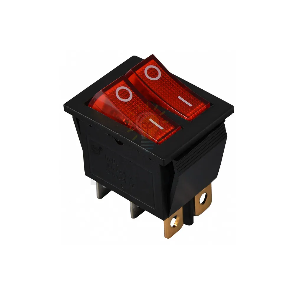 Перемикач KCD2-2101N R/B 220V 2 клав. червоний з підсвічуванням  АСКО A0140040109 