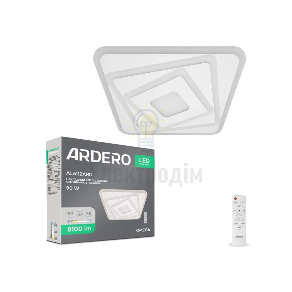 AL6112ARD 90W квадрат 8100Lm 3000K-6500K 480*480*60mm OMEGA 80042 
