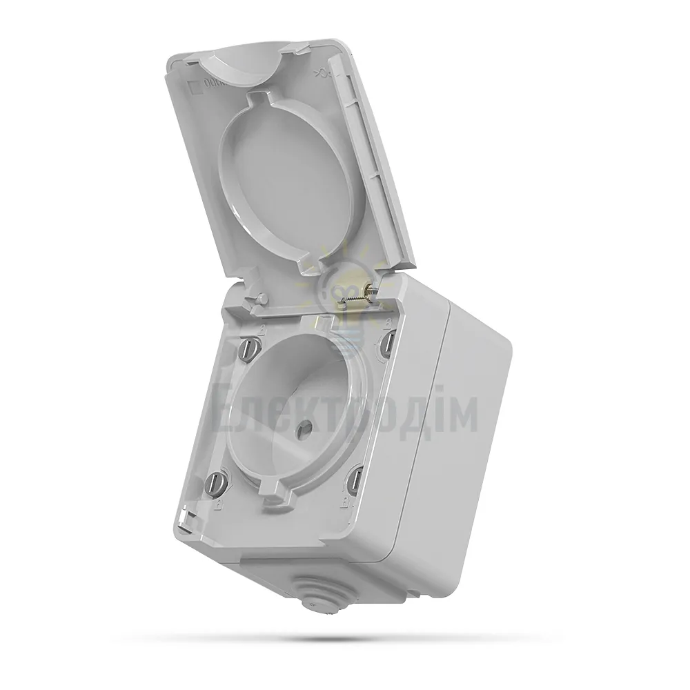 VIDEX BINERA IP65 Розетка завнішня 1а сіра VF-BNW21-G 