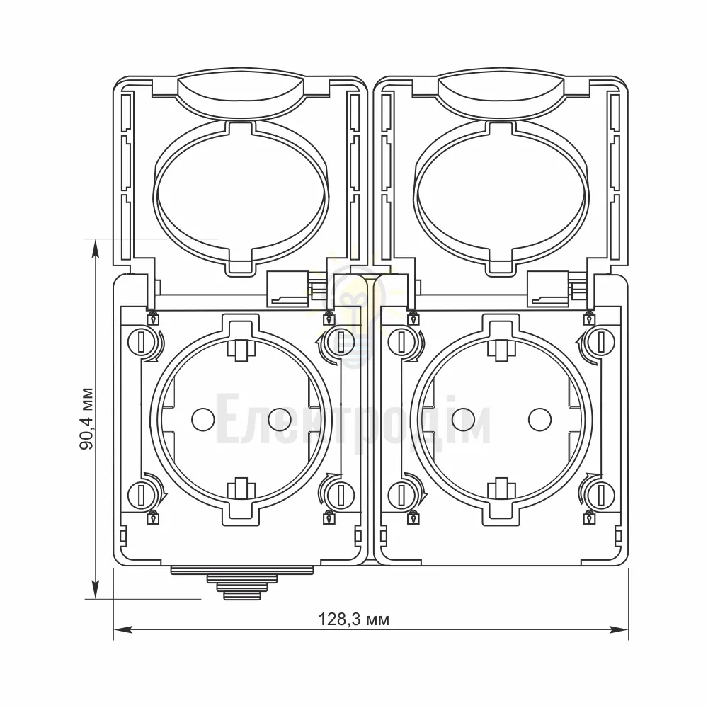 VIDEX BINERA IP65 розетка зовнішня подвійна із заземленням сіра VF-BNW22G-G  - фото 3