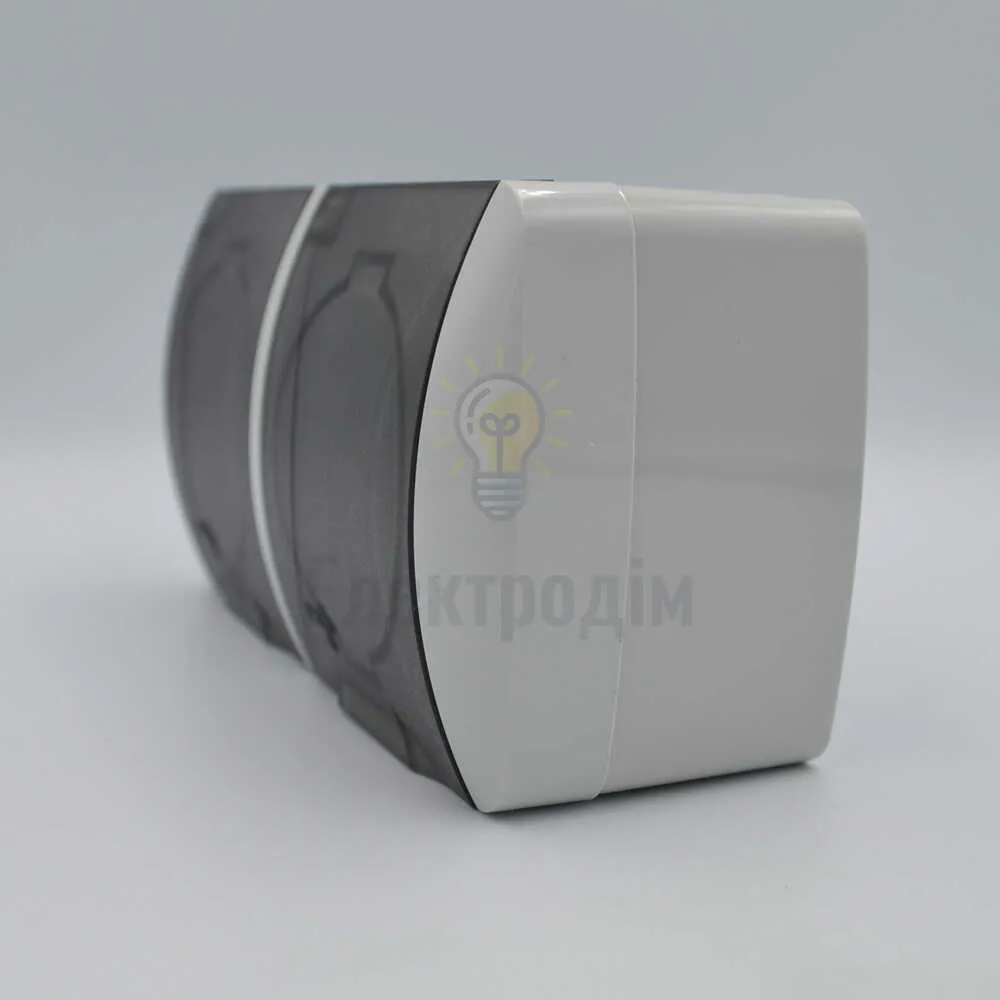 Розетка ALSU Розетка  EVA 2-на з/з з кришкою IP-54 554-011500-938  - фото 2