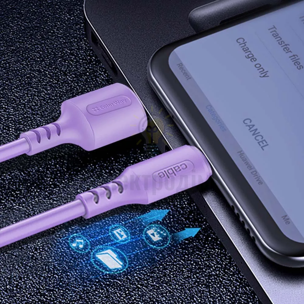 Кабель USB Type-C ColorWay CW-CBUC044-PU 2,4A 1м фіолетовий CW-CBUC044-PU  - фото 5
