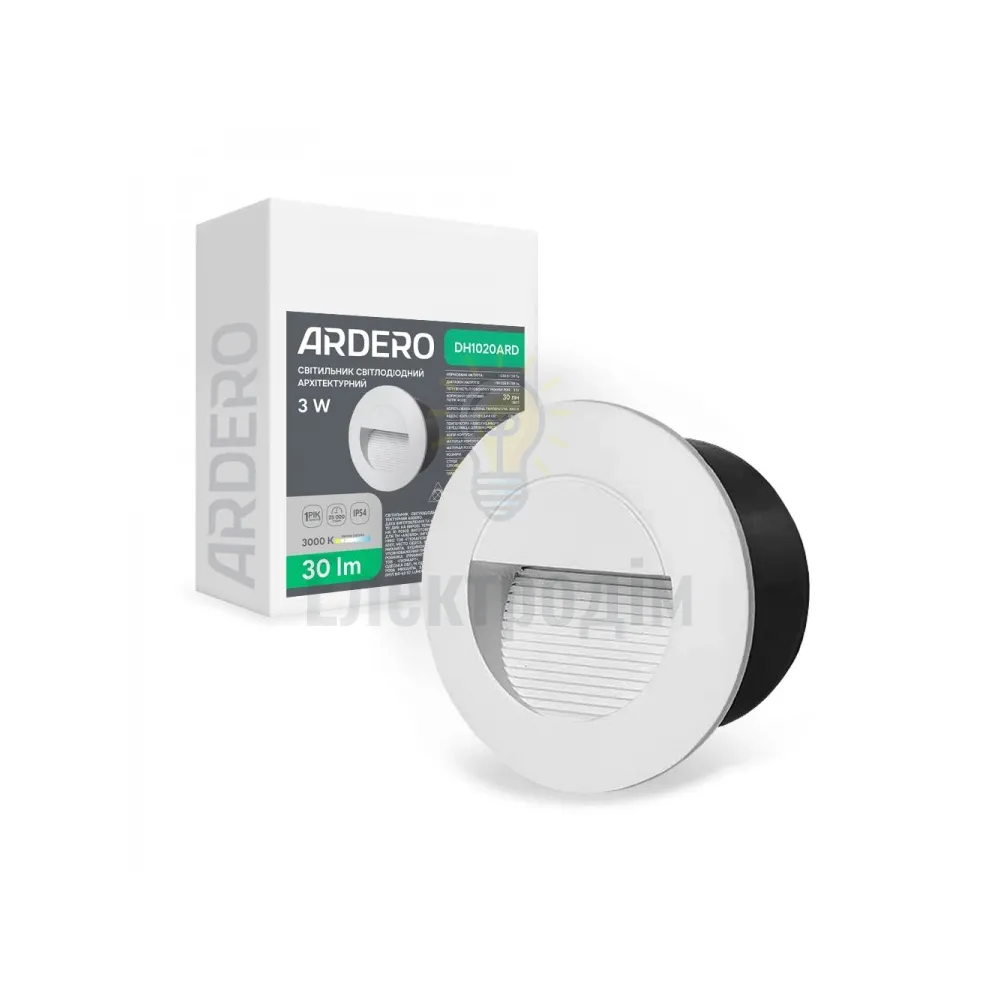 DH1020ARD 230V 3W 30Lm 3000K коло 84*47mm білий IP54 80676 