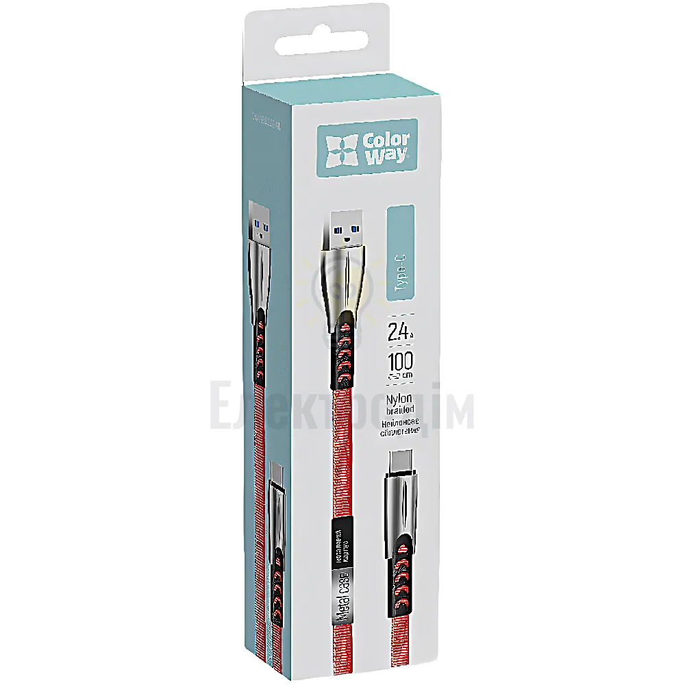 Кабель USB Type-C ColorWay  2,4A 1м червоний CW-CBUC012-RD 
