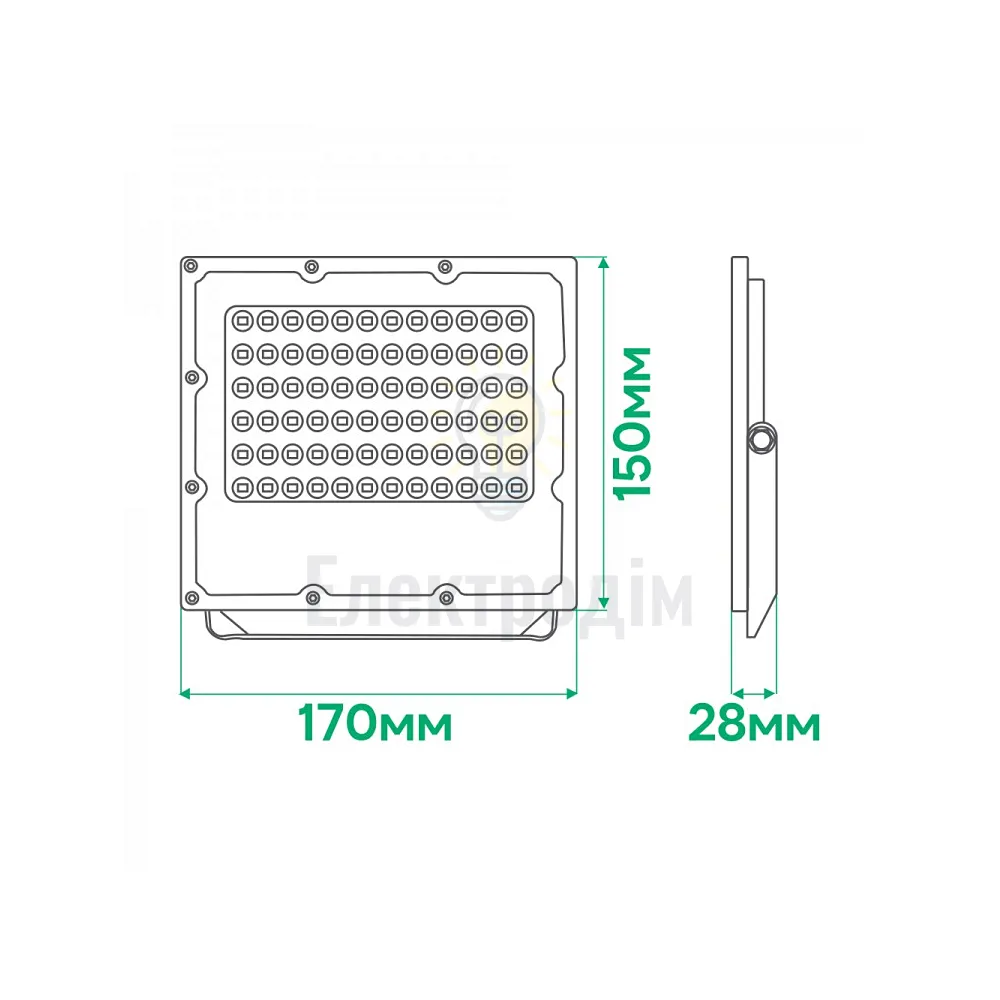 LL-3050ARD 50W 6000Lm 6500K (170*150*28мм) сірий IP65 80027  - фото 2