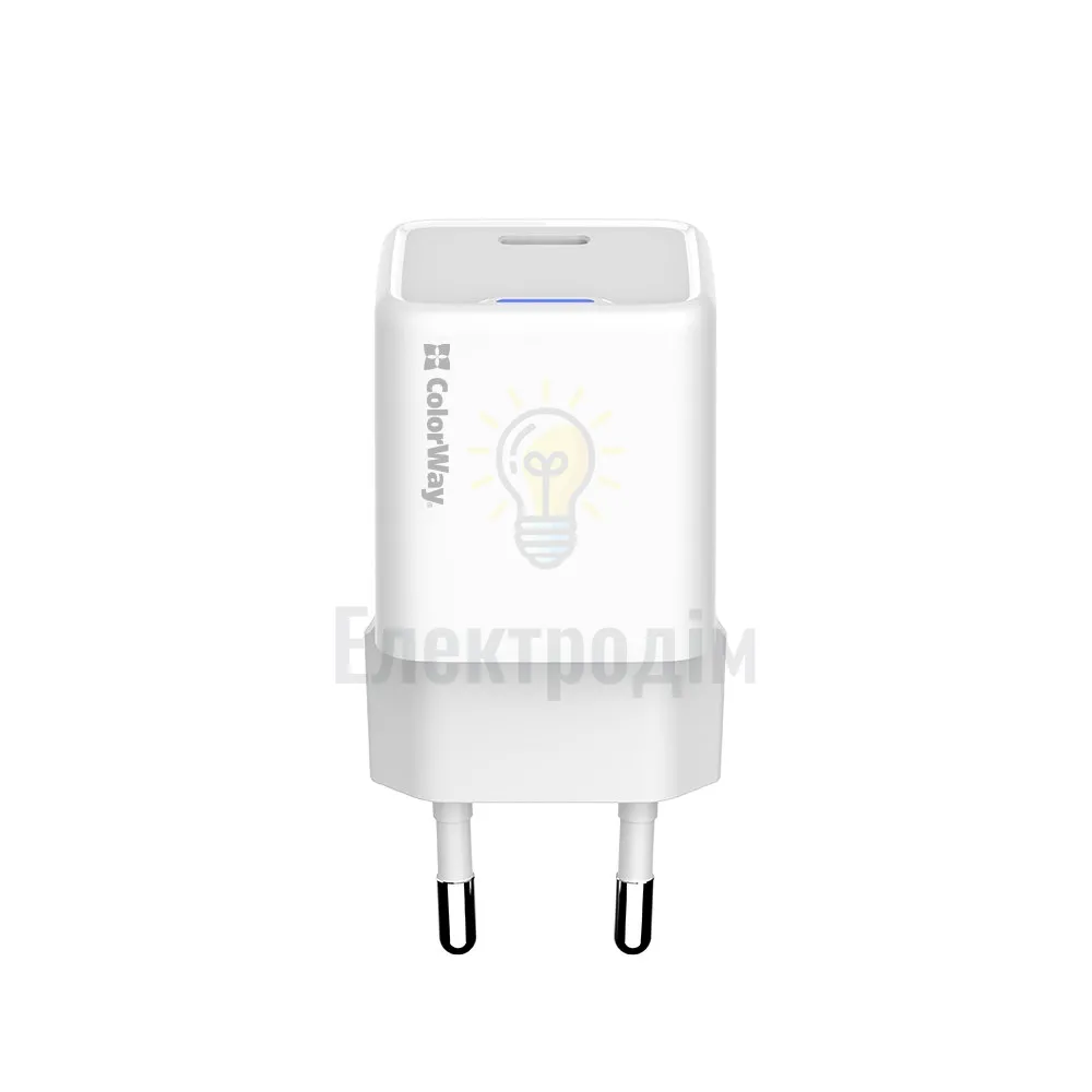 Мережевий зарядний пристрій ColorWay GaN Mini 30W PD Port PPS USB-C білий CW-CHS054PD-WT  - фото 7