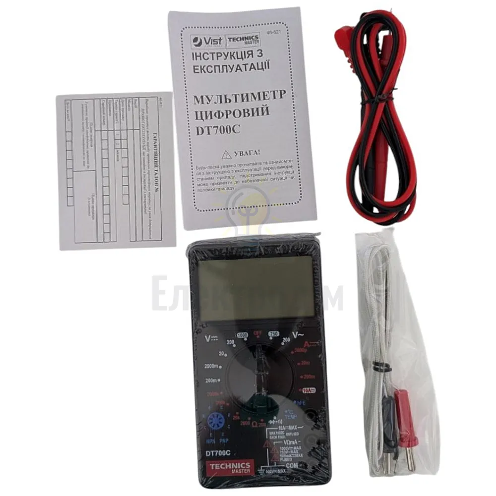 Мультиметр цифровий DT700C, 8 функцій + зумер Technics 46-821  - фото 2