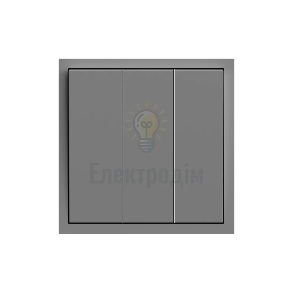EV113-G вимикач 3-кл., механізм сірий 10А Soft 80765  - фото 1