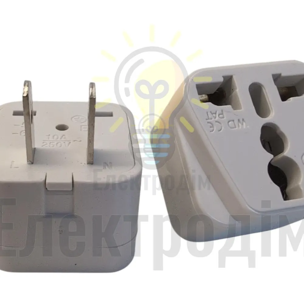 Перехідник - адаптер 10A 250V Lemanso білий (американський) LMA078 