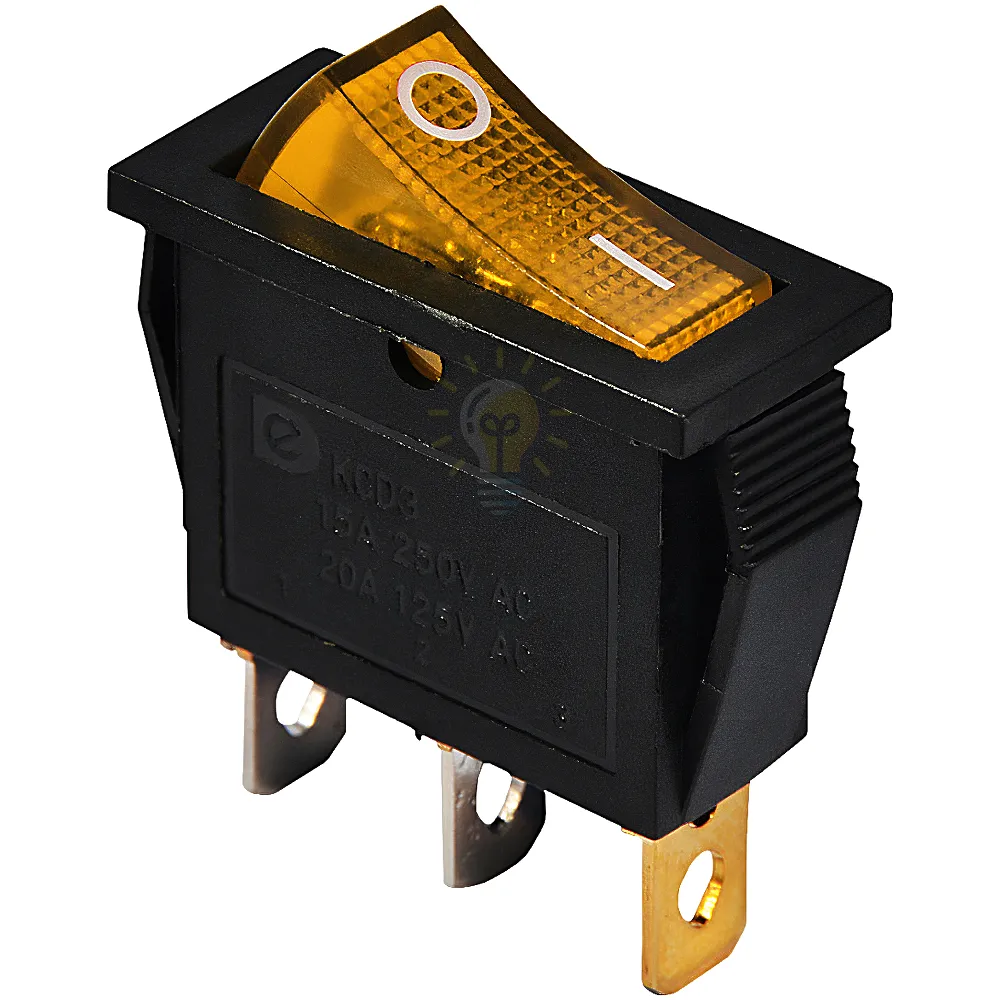 Перемикач KCD3-101N 220V 1 клав. жовтий з підсвічуванням  АСКО A0140040029 