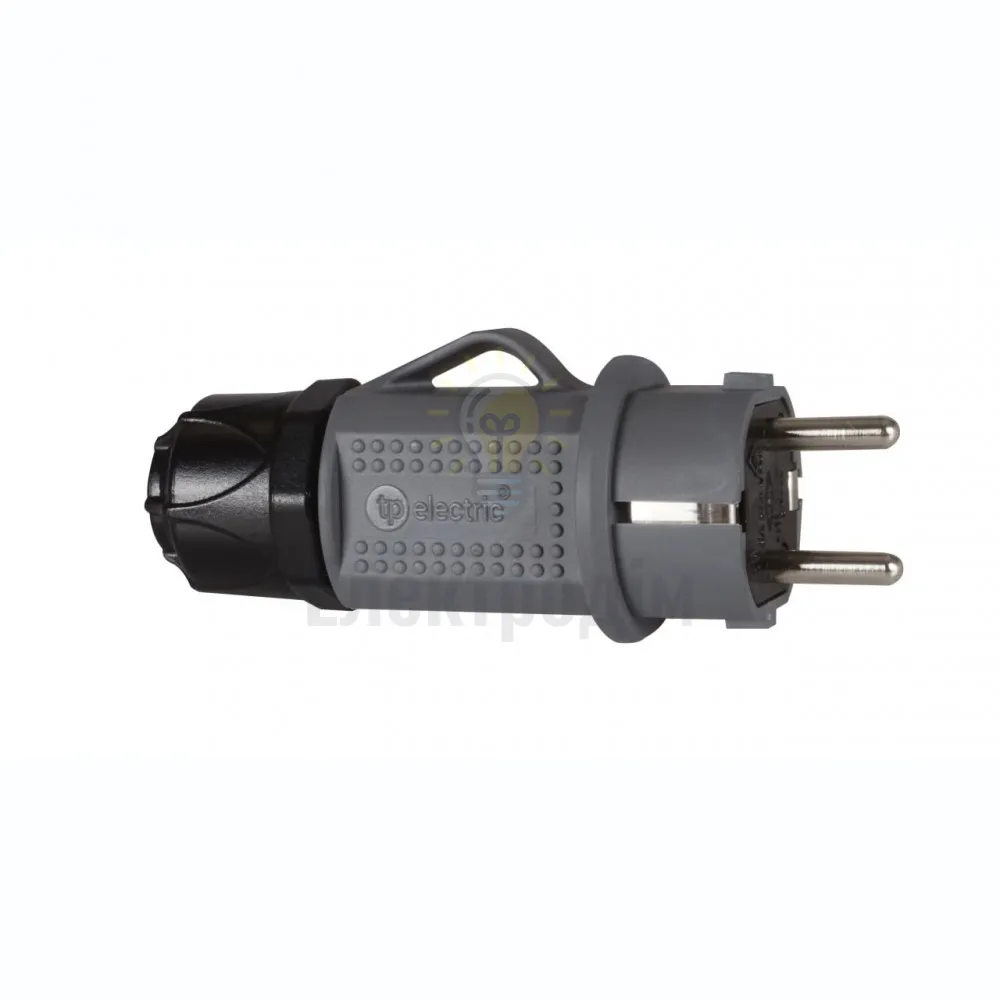 Вилка Вилка пряма з/з, 16А, сіра (IP44), TP electric (3101-700-0600) 62-56-05 
