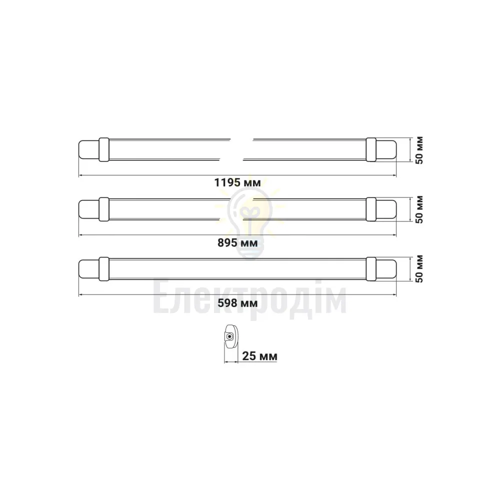AL7003-2 24W, AC180-240V 920*53*35mm 50/60Hz IP65 із мережевим шнуром 80899  - фото 2