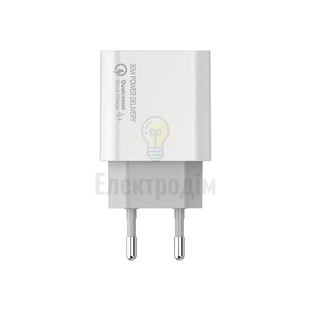 Зарядний пристрій мережевий Type-C 30W білий ColorWay CW-CHS038PD-WT 