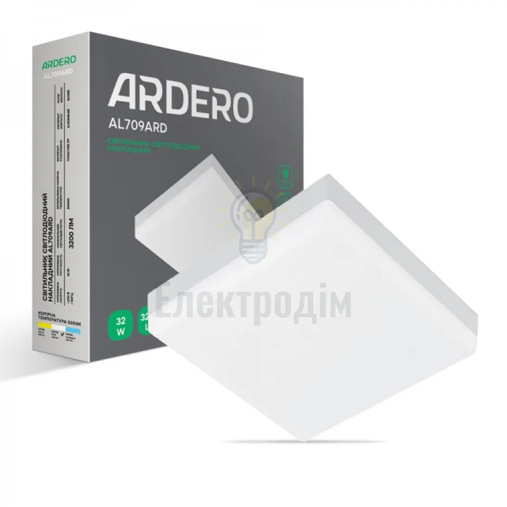 AL709ARD 32W квадрат накладний 3200Lm 5000K 225*225*40mm 80007 