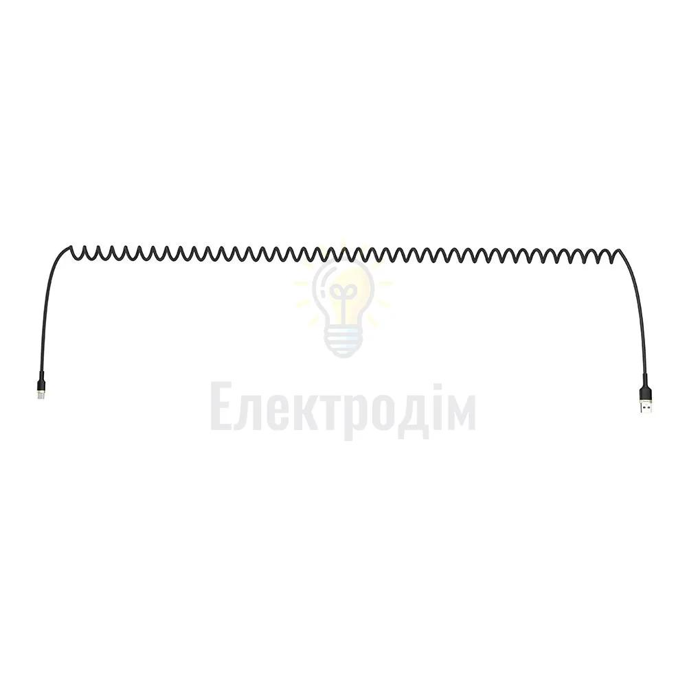 Кабель Colorway USB - Type-C (spiral) 2.4а 1м чорний CW-CBUC051-BK  - фото 4
