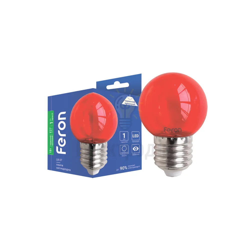 LB-37 G45 230V 1W E27 червона прозора 01895 