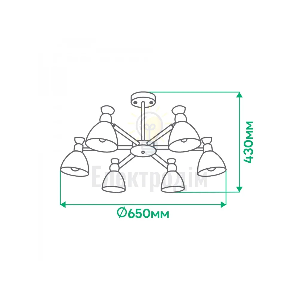 AL6196-1ARD 6*E27*40W 650*430mm білий SCANDY 80101  - фото 2