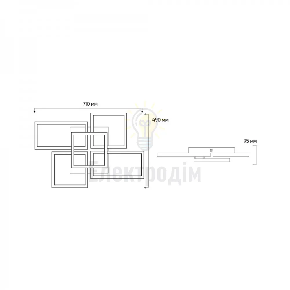 AL6495ARD 95W 2400Lm 3000K-6000K 710*490*95mm чорний URBAN B 80434  - фото 2